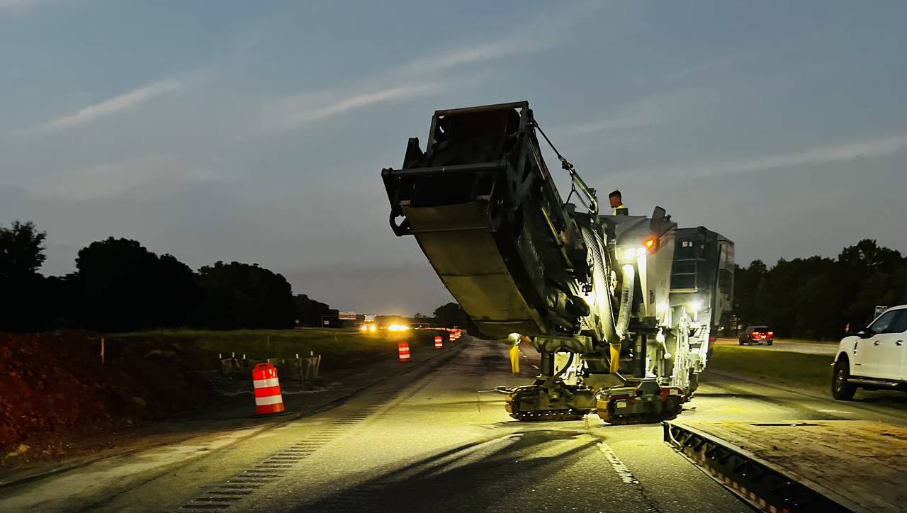 Perry Asphalt milling at night
