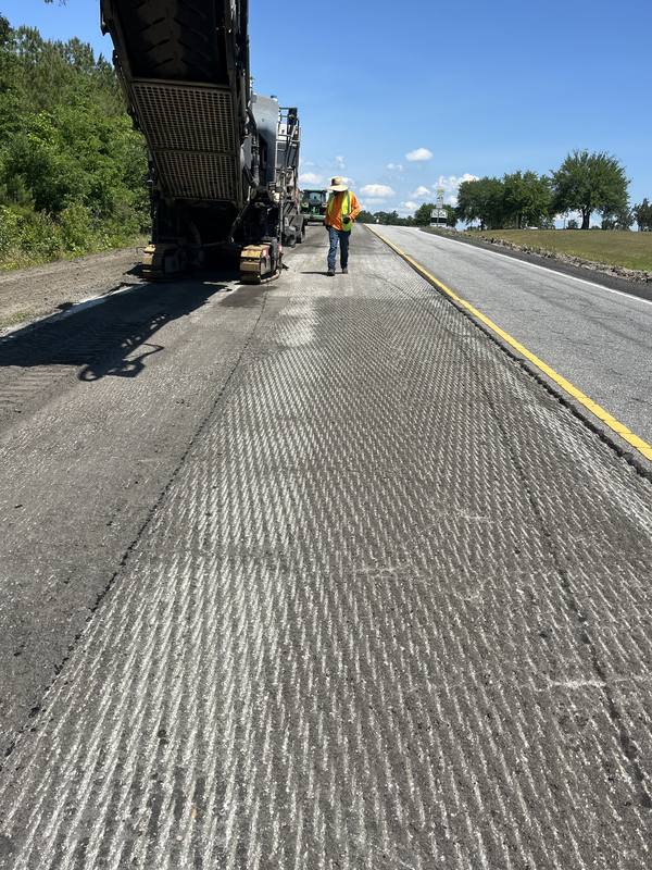 Highway milling machine working in Cherokee County